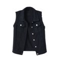 thumbnail image 1 of Sleeveless Denim Vest Jean Jacket Coat Lightweight Vests For Women Workout Shirts Denim Cardigan For Women,Black,L, 1 of 9