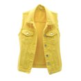 thumbnail image 1 of Sleeveless Denim Vest Jean Jacket Coat Workout Shirts Denim Cardigan For Women Lightweight Vests For Women,Yellow,M, 1 of 9