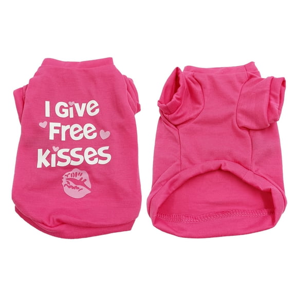 Sleeveless Dog Shirt 'I Give Free Kisses' Printed Soft Breathable Pet Vest Dog T-Shirt Cute Cotton Sweatshirt T Shirts Gift For Small Medium Large Dogs Girl Boy Puppy ,S,Hot Pink