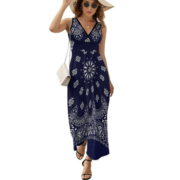Sleeveless Dress Bandana Navy Blue prom dresses dresses ladies 2025 summer