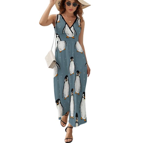 Sleeveless Dress Cute Penguin Women Long Dresses Women's Summer Dresses 2025 Bridesmaid