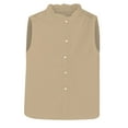 thumbnail image 1 of Sleeveless Dress Shirts for Women, Yigetop A Versatile Sleeveless Shirt with A Collar for A Slimming Look As An inner Layer for A Suit Sleeveless Button Up Shirts for Women Khaki L, 1 of 8