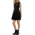 thumbnail image 1 of Sleeveless Dress for Women Casual Crew Neck A Line Swing Mini Tank Dresses XS Black, 1 of 6