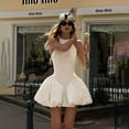 thumbnail image 1 of Sleeveless Dress with Bubble Skirt Detail (M, Beige), 1 of 5