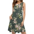 thumbnail image 1 of Sleeveless Dresses for Women, Fitted Crew Neck Solid Color A-Line Longline Dress Comfy Soft Beach Casual Dress Nightdresses Ladies Summer Trendy Printed Tank Dresses, 1 of 4