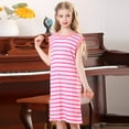 thumbnail image 1 of Sleeveless Dresses for Girls 3-14Y Teens Juniors Trendy Stripe Printed Crew Neck Pullover Comfort Loungewear Going-Out Midi Tshirts Dress, 1 of 8