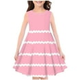thumbnail image 1 of Sleeveless Dresses for Girls 6-7 Dress Size Striped Summer Casual Cotton Ruffle Sundress Back to School Clothes, Pink, 11 Years, 1 of 3