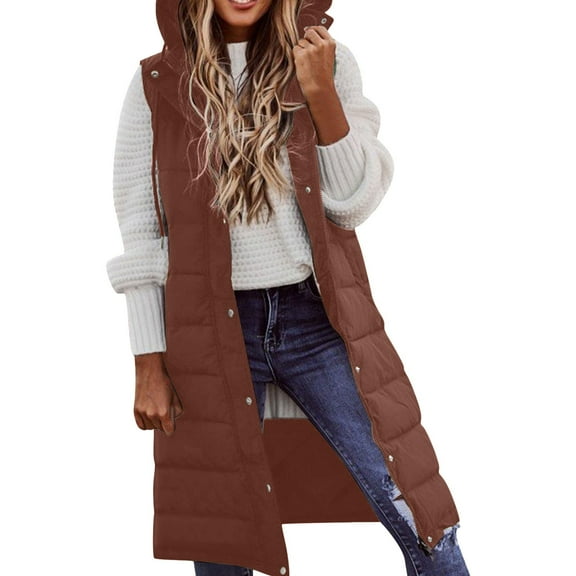 Sleeveless Duster Cardigan, Longline Vest Coat, Boho Open-Front Brown 4Xl , Jacket Vest