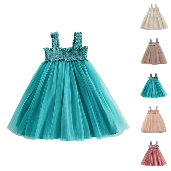 Sleeveless Fairy Tutu Party Dress – 3D Mesh Puff Gown for Girls, Dreamy Performance Wear, Magical Contrast to Pink Dress for Girls Neutrals