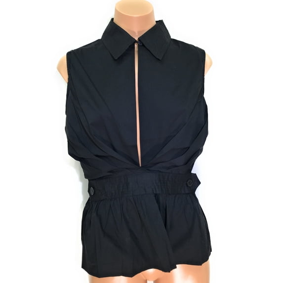 Sleeveless Fitted Open Front Shirt