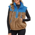 thumbnail image 1 of Sleeveless Fleece Sherpa Patchwork Vest Coat Women Winter Casual  Half Zipper Jacket Coat, 1 of 6