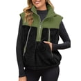 thumbnail image 1 of Sleeveless Fleece Sherpa Patchwork Vest Coat Women Winter Casual  Half Zipper Jacket Coat, 1 of 7