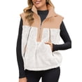 thumbnail image 1 of Sleeveless Fleece Sherpa Patchwork Vest Coat Women Winter Casual  Half Zipper Jacket Coat, 1 of 7