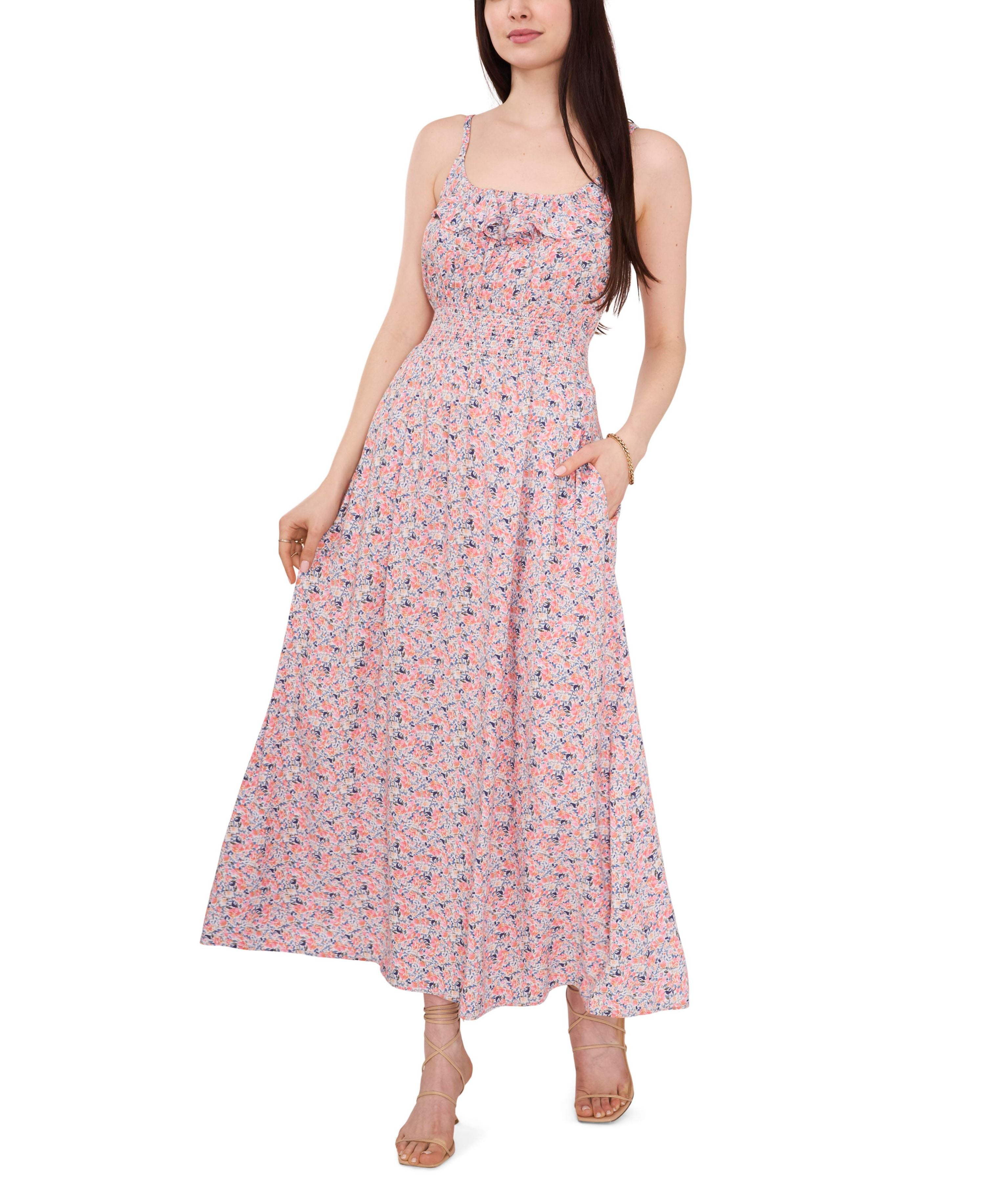 Sleeveless Flounce Maxi Dress Washed Floral XS - Walmart.com