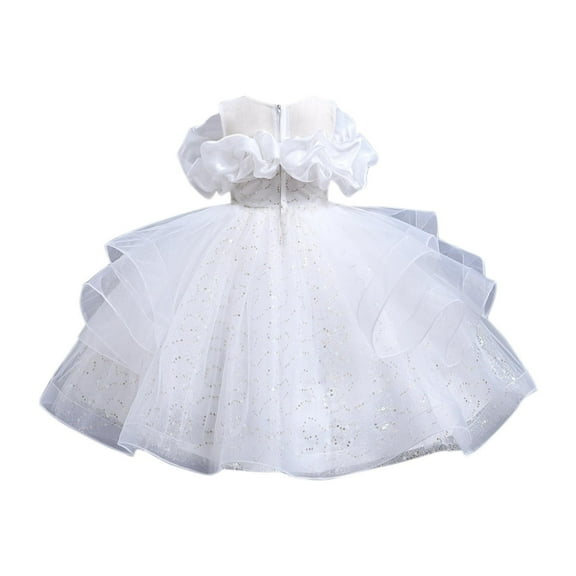 Sleeveless Fluffy Summer Dresses Toddler Princess Dress Fashion Sparkly Sequin Birthday Prom Outfit Ball Gown for Little Girls Casual Party Tulle Sundress for Kid Mesh Gauze Dress