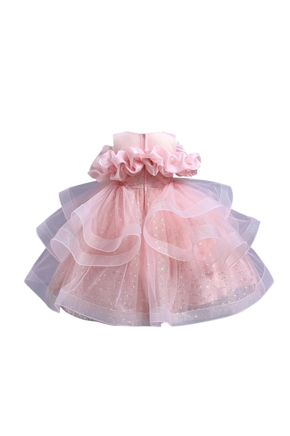 Sleeveless Fluffy Summer Dresses Toddler Princess Dress Fashion Sparkly Sequin Birthday Prom Outfit Ball Gown for Little Girls Casual Party Tulle Sundress for Kid Mesh Gauze Dress