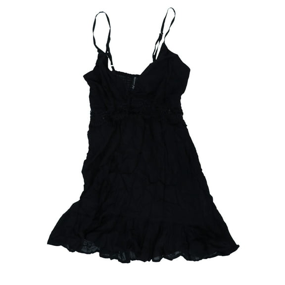 Sleeveless Flutter-Hem Cover-Up Dress Black M