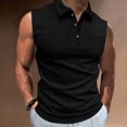 thumbnail image 1 of Sleeveless Golf Shirts for Men with Pocket Button Collared Waffleknit Tank Tops Mens Solid Color Slim Pullover Casual Comfort Tshirts Tees, 1 of 6