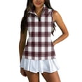 thumbnail image 1 of Sleeveless Golf Shirts for Women Tank Top Collared Zip, Athletic Quick Dry Polo Shirt for Golf and Tennis Wine XXL, 1 of 6