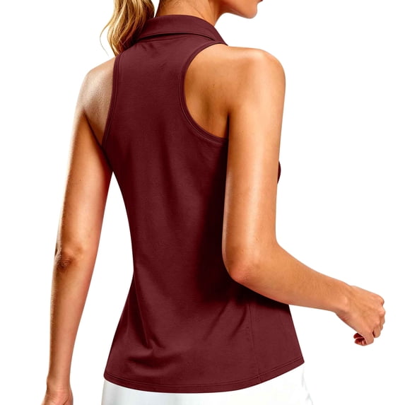 Sleeveless Golf Tank Tops For Women Quarter Zip Collared Racerback Blouse Summer Casual Workout Athletic Tennis Tee Shirt