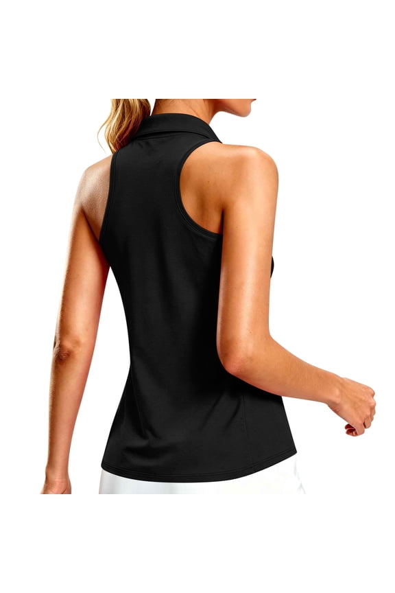 Sleeveless Golf Tank Tops For Women Quarter Zip Collared Racerback Blouse Summer Casual Workout Athletic Tennis Tee Shirt
