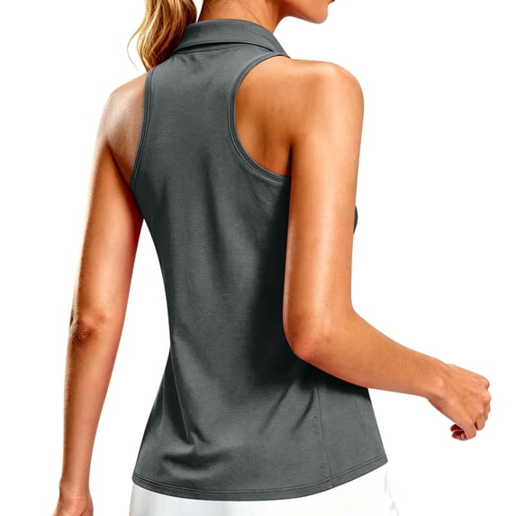Sleeveless Golf Tank Tops For Women Quarter Zip Collared Racerback Blouse Summer Casual Workout Athletic Tennis Tee Shirt