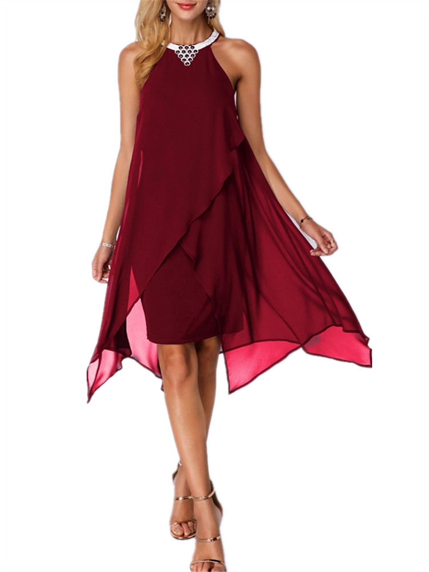 Halter Chiffon Vestido de línea A para Mujer Dominican Republic Ubuy