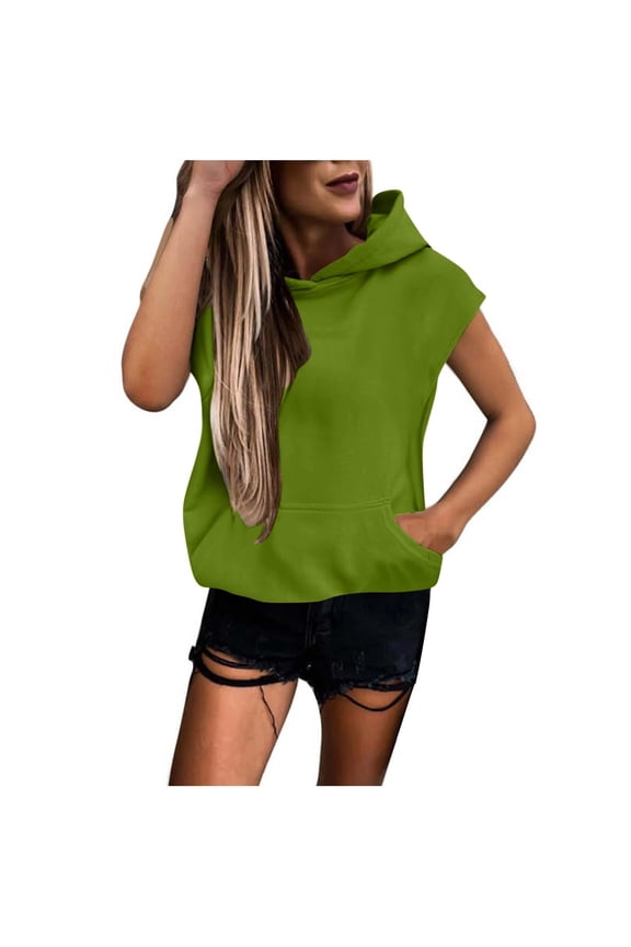 Sleeveless Hoodie Sevevn Women's Lightweight Hooded Vest Sleeveless Pullover Casual Hoodie Sweatshirt with Pockets