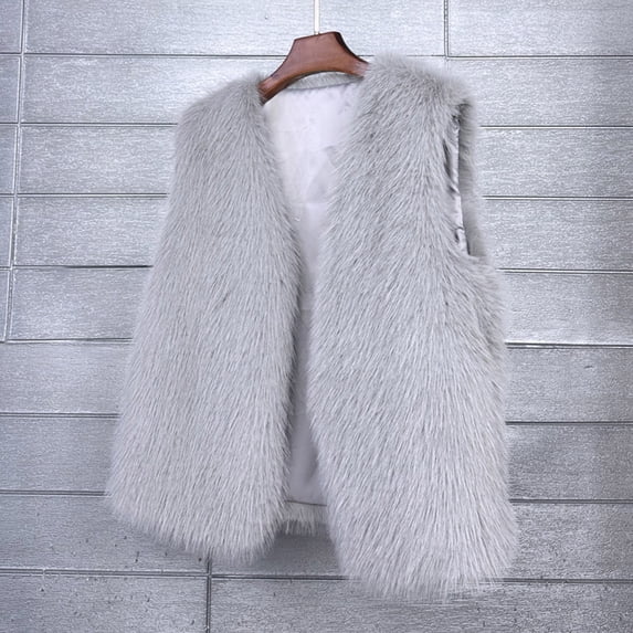 Sleeveless Jacket Women's Faux Fur Vest Sleeveless Fuzzy Jacket Fluffy Faux Fur Vest for Women Warm Winter Furry Vests Outerwear Cute Jackets For Women