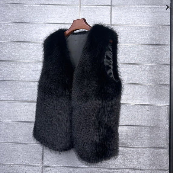 Sleeveless Jacket Women's Faux Fur Vest Sleeveless Fuzzy Jacket Fluffy Faux Fur Vest for Women Warm Winter Furry Vests Outerwear Cute Jackets For Women