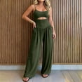 thumbnail image 1 of Sleeveless Jumpsuits for Women Halter High Waist Wide Leg Rompers Summer Causal Loose Overalls with Pockets, L, 1 of 6