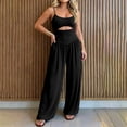 thumbnail image 1 of Sleeveless Jumpsuits for Women Halter High Waist Wide Leg Rompers Summer Causal Loose Overalls with Pockets, L, 1 of 6
