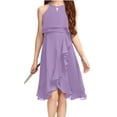 thumbnail image 1 of Sleeveless Kids Girls Halter Dress Children Chiffon Flared Knee-Length Gown, 1 of 5