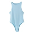thumbnail image 1 of Sleeveless Knit Bodysuit Hot Summer Sexy Bodycon Off Shoulder Halter Tops Casual Street Bodice For Women ClubWear Blue X-Large, 1 of 3