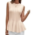 thumbnail image 1 of Sleeveless Knit Tops Slim Fit Ribbed Peplum Sweater Vest, 1 of 7