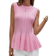 thumbnail image 1 of Sleeveless Knit Tops Slim Fit Ribbed Peplum Sweater Vest, 1 of 7