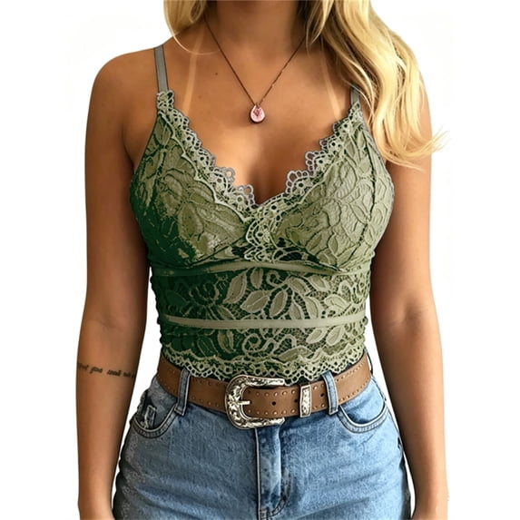 Sleeveless Lace Crochet Women Slim Spaghetti Strap Sexy V-neck Lace Tank Tops
