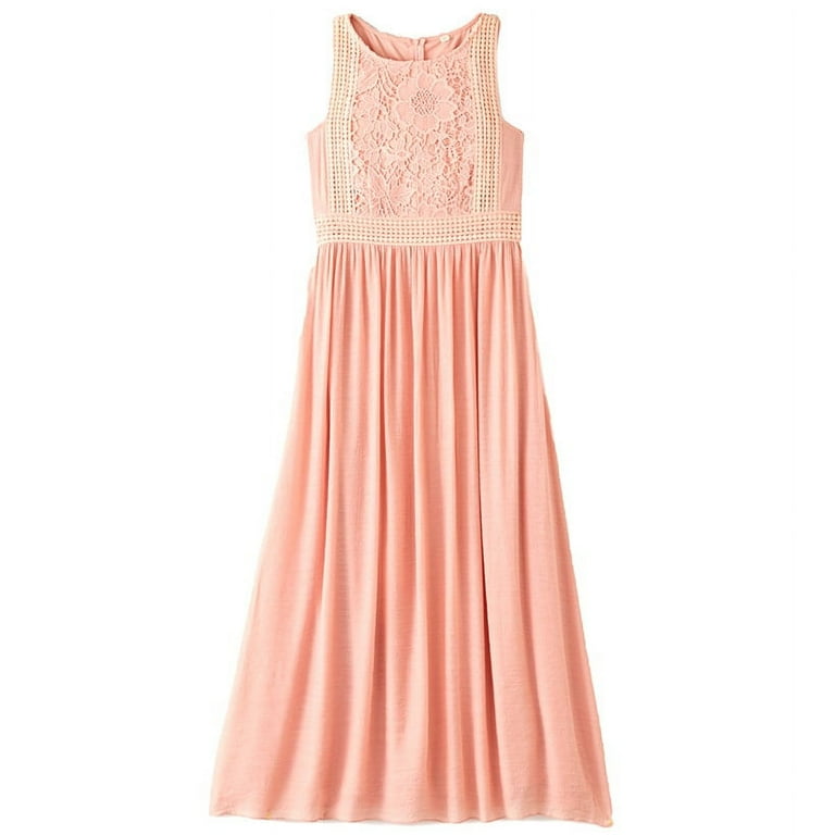 Sleeveless Lace Detail Maxi Dresses Blush XL