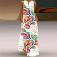thumbnail image 1 of Sleeveless Long Dress Casual Beach Women Summer Dress Lady V Neck Butterfly Printed Dresses Elegant, 1 of 6