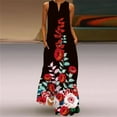 thumbnail image 1 of Sleeveless Long Dress Casual Beach Women Summer Dress Lady V Neck Butterfly Printed Dresses Elegant, 1 of 6