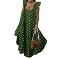 thumbnail image 1 of Sleeveless Maxi Dresses For Women Casual Loose Ruffled Beach Sundress Polka Dot Dresses Strap Long Summer Beach Flowy Swing Dress, 1 of 2
