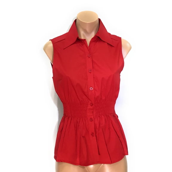 Sleeveless Mocked Button Down Shirt