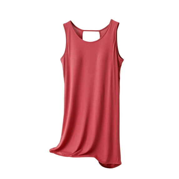 Sleeveless Nightgown for Women Pajamas Nightdress with Built in Bra Sleepwear Crew Neck Nightshirt