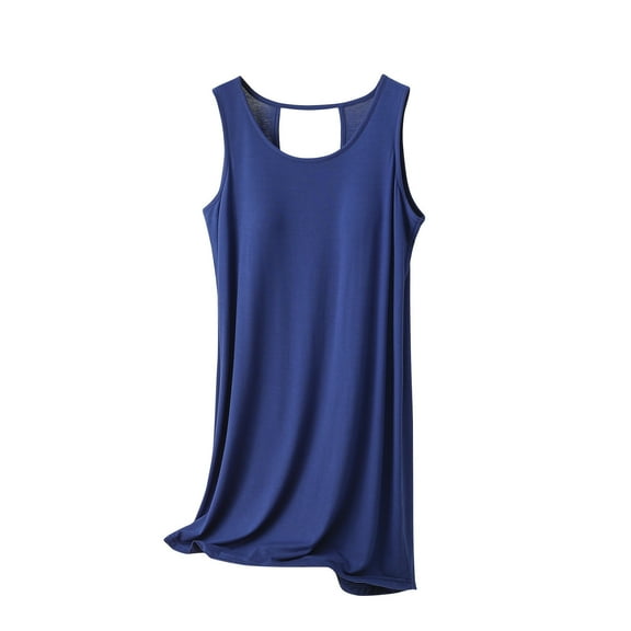 Jalioing Womens Nightgown Sleeveless Comfy Pajama Dress with Built in Bra Casual Loose Sleepshirts Nightdress
