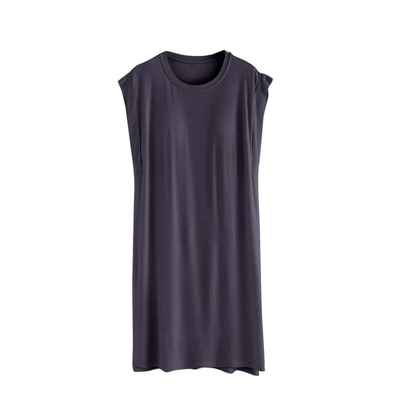 Sleeveless Nightgown for Women Pajamas Nightdress with Built in Bra Sleepwear Crew Neck Nightshirt
