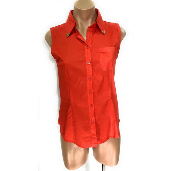 Sleeveless One pocket Button Down Shirt