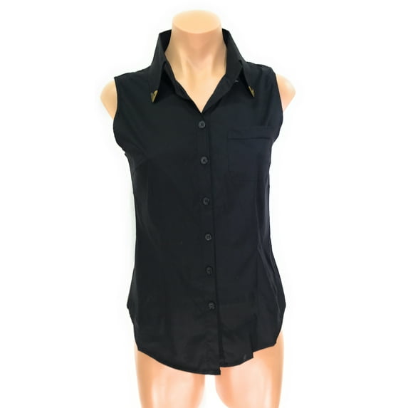 Sleeveless One pocket Button Down Shirt