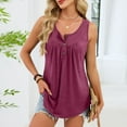 thumbnail image 1 of Sleeveless Pajama Tops for Women,35% Cotton Crew Neck Tank Button Up Slim Fit Ruched Summer Tunic Camisoles Sleepwear, 1 of 9