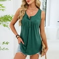 thumbnail image 1 of Sleeveless Pajama Tops for Women,35% Cotton Crew Neck Tank Button Up Slim Fit Ruched Summer Tunic Camisoles Sleepwear, 1 of 9