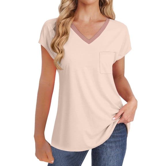Sleeveless Pocket Tank - Women's Summer V-Neck Casual Tee, Loose Fitting Basic Layering Top | Baberdicy | Womens Summer V Neck Tops Sleeveless T Shirt Casual Loose Fitting (Rose Gold | L)